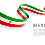 Vector Illustration Banner with Mexican Flag colors in a perspective view
